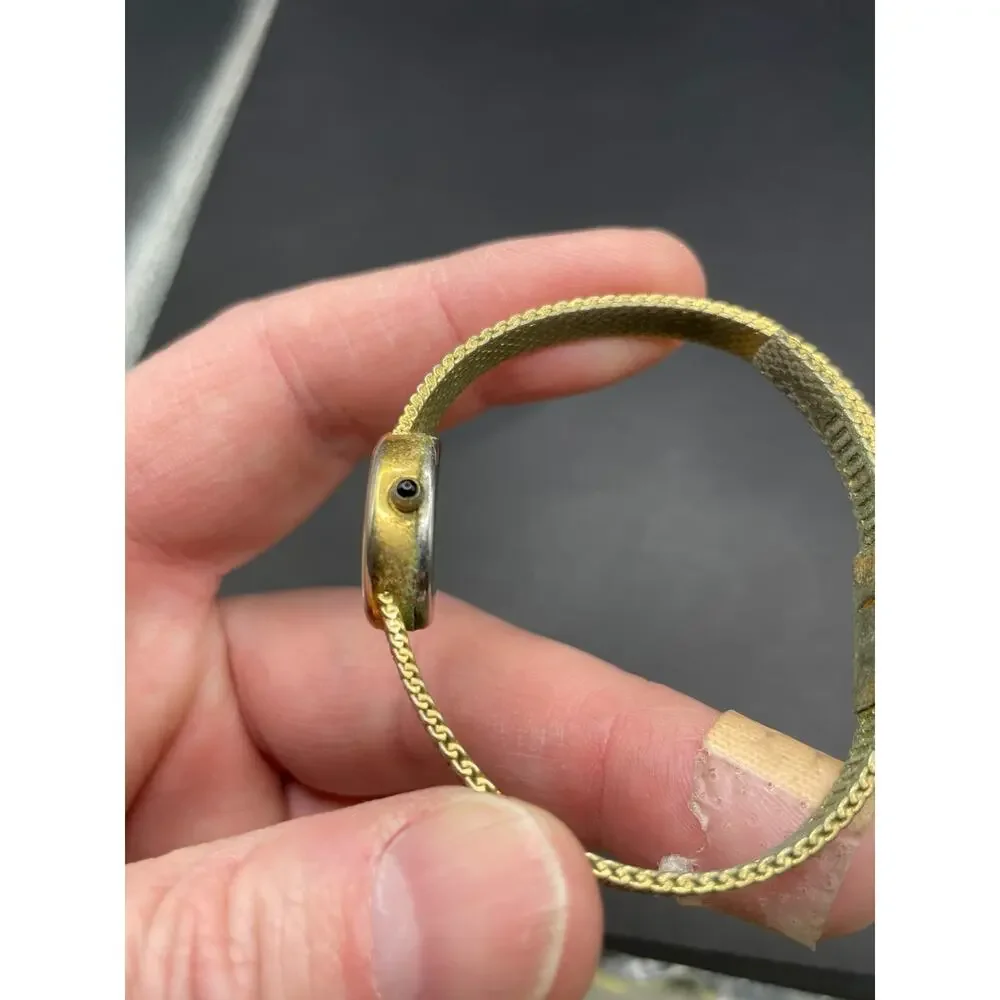 Vintage Jules Jurgensen Quartz Diamond Oval Gold Tone Ladies Watch 4461